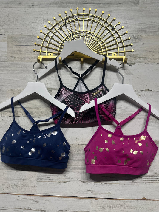 Sports Bra Lot (3 Pieces) Adjustable Straps- Justice Girls Size 30 - New Without Tags