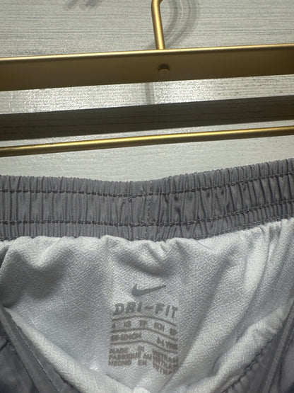 Girls Preowned Size 4 XS (Fits 3-4 years) Nike Dri-Fit Grey and Pink Athletic Shorts - Good Used Condition