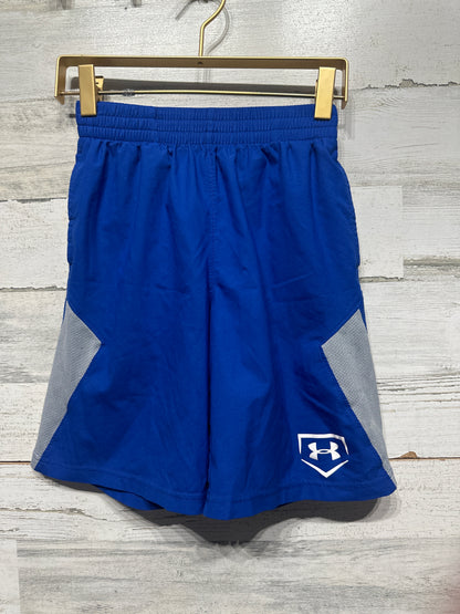 Boys Preowned Size Youth Small (Fits Like Size 8) Under Armour Blue Athletic Shorts - Good Used Condition