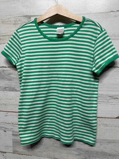 Hanna Andersson Pima Cotton Green Striped Shirt - Girls Size 8 - Very Good Used Condition