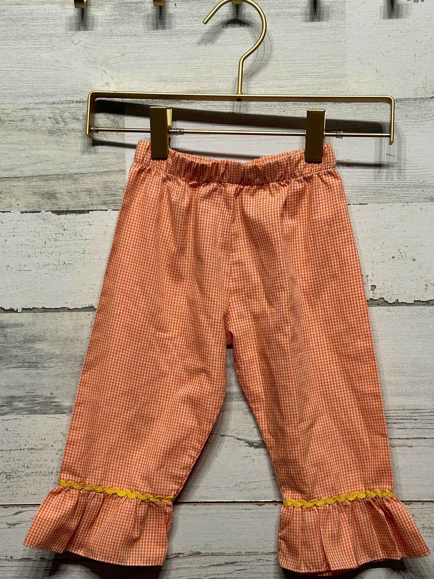 Girls Size 18m Orange Plaid Ruffle Pants - Good Used Condition