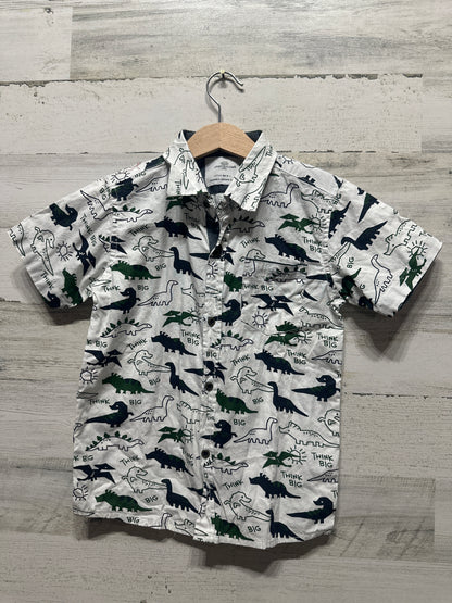 Boys Size 6 Craft & Flow Dino Button Up Shirt - Very Good Used Condition