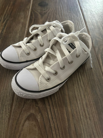 Size 12 Little Kid Converse White Leather - Good Used Condition