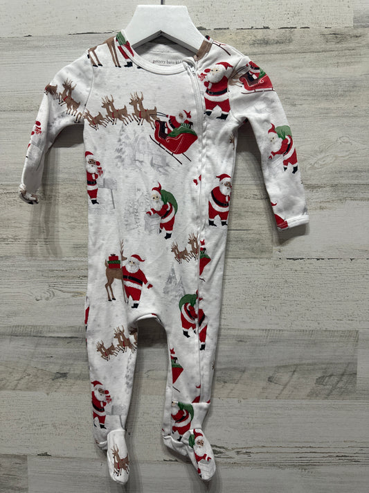 Size 6-9m Pottery Barn Organic Cotton Holiday Footed Sleeper - Very Good Used Condition