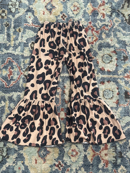 Leopard Flare Pants Girls Size 3T VGUC