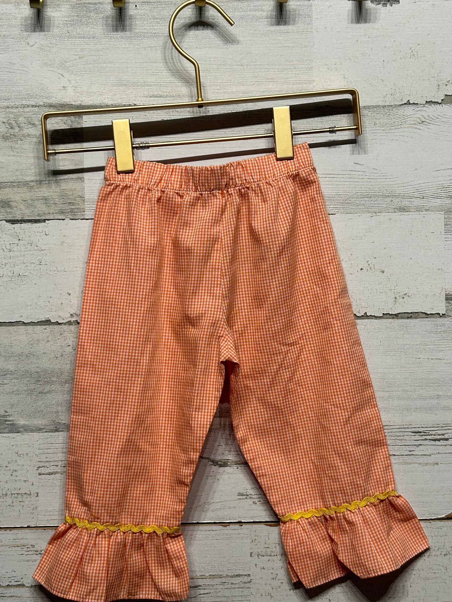 Girls Size 18m Orange Plaid Ruffle Pants - Good Used Condition