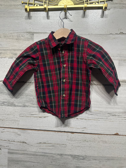 Boys Preowned Size 9m Starting Out Plaid Button Up Shirt - Very Good Used Condition