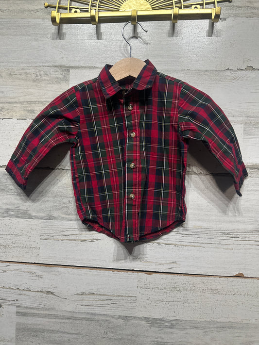 Boys Preowned Size 9m Starting Out Plaid Button Up Shirt - Very Good Used Condition