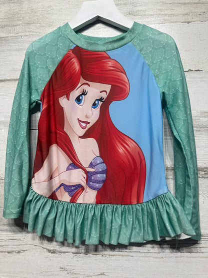 Girls Preowned Size 4t Disney Princess Ariel Little Mermaid Rash Guard - Good Used Condition