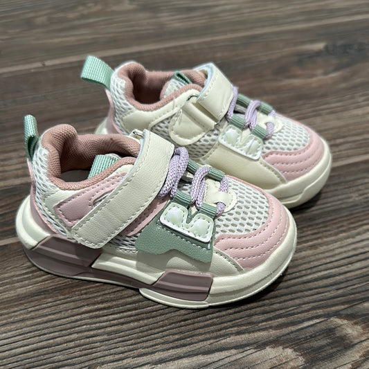 Girls Size 5.5 Toddler (Size 21) Pastel Tennis Shoes - Very Good Used Condition