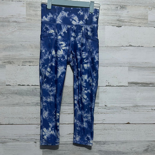 Girls Size 10 Gap Teen blue tie dye side pocket active leggings - very good used condition