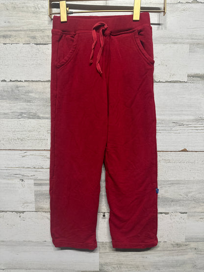 Boys Size 4t Kickee Pants Bamboo Blend Red Fleece Lined Sweatpants - Good Used Condition
