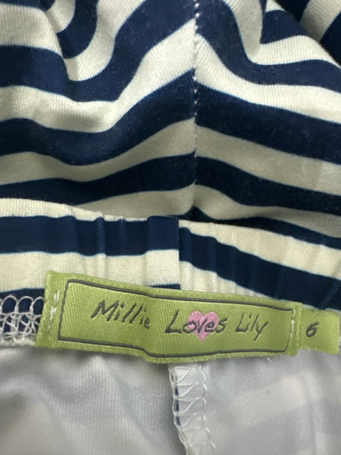 Girls Size 6 Millie Loves Lily Navy Striped Leggings - Very Good Used Condition