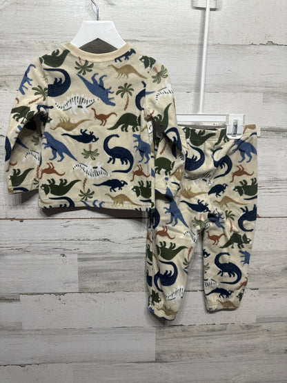 Size 2t Old Navy Dino Fleece Pajama Set - Good Used Condition