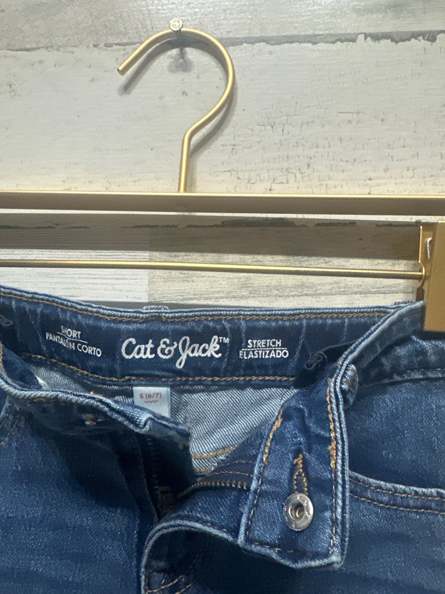 Girls Size 6-7 Small Cat and Jack Adjustable Waist Denim Shorts - Very Good Used Condition