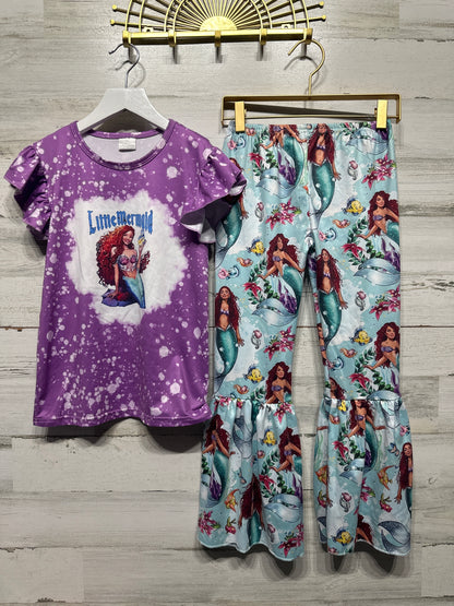 Girls Size 8-9 Little Mermaid Outfit Set - Very Good Used Condition