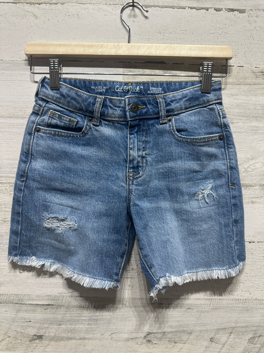 Girls Preowned Size 8 Medium Cat and Jack Relaxed Midi Distressed Shorts - Very Good Used Condition