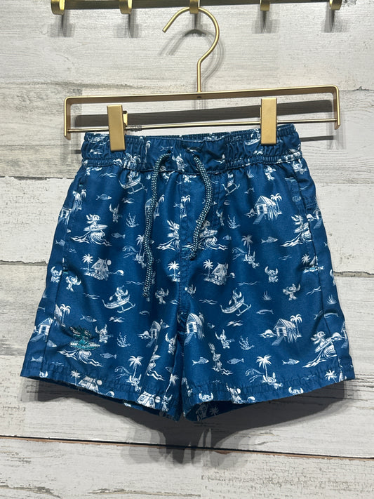 Preowned Boys Size 5/6 Disney Stitch Swim Trunks - Good Used Condition