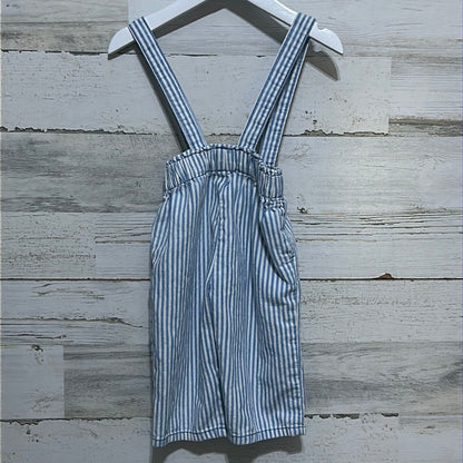 Boys Size 12-18m Zara blue and white striped pants with suspenders - good used condition