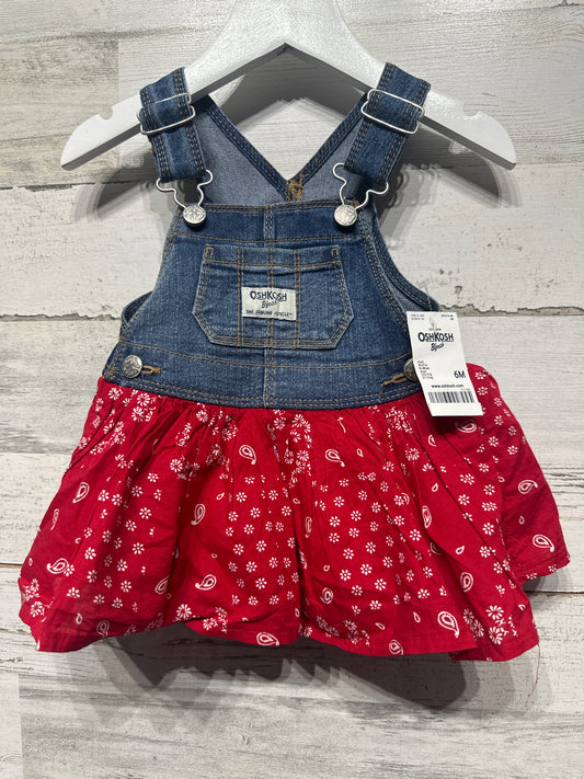 Girls Size 6m Osh Kosh Bandana Overall Dress - New With Tags