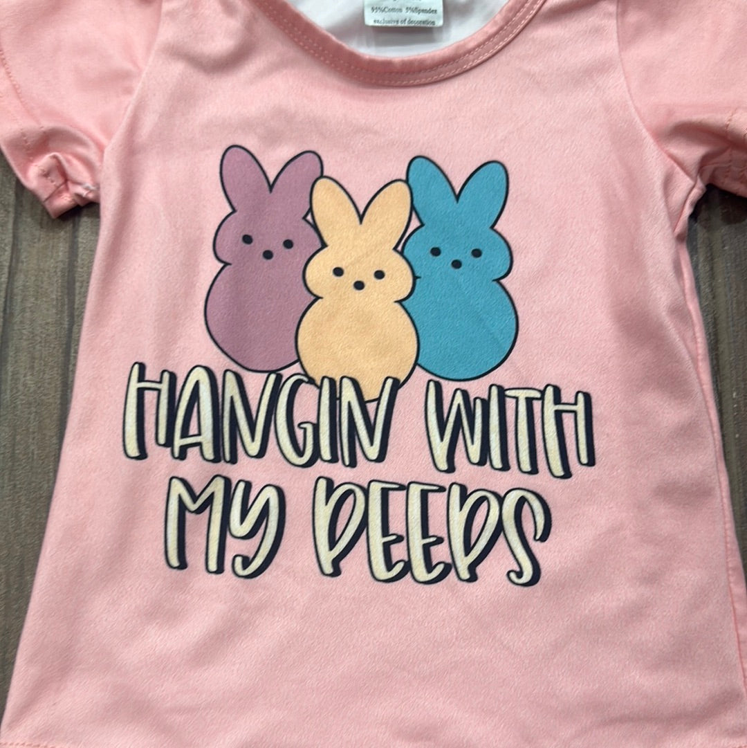 Girls Size 6-12m Hangin With My Peeps Shirt - Good Used Condition