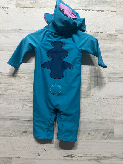Size 3-6m Disney Stitch Hooded Rashguard Swimsuit - Very Good Used Condition