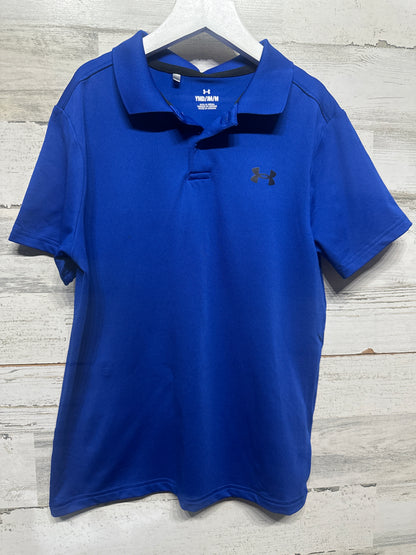 Size Youth Medium Under Armour Blue Polo Shirt - Very Good Used Condition