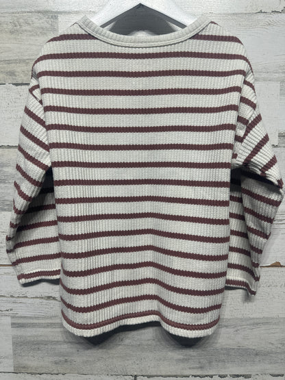 Size 5t Easy Peasy Organic Cotton Blend Boxy Striped Thermal Shirt - Very Good Used Condition