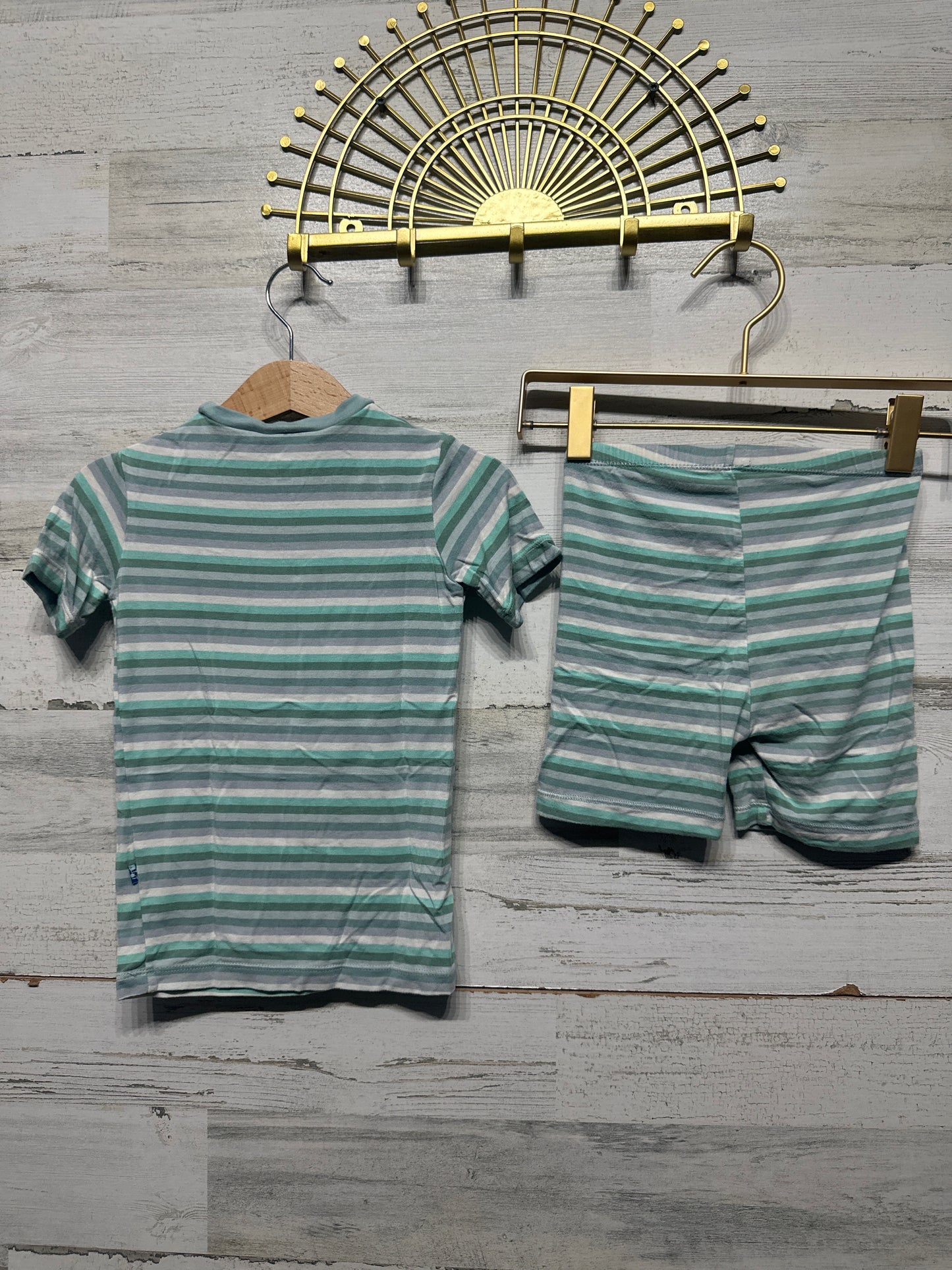Size 5 Kickee Pants Striped Bamboo Shorts Pajama Set - Good Used Condition