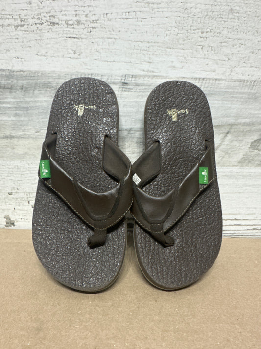 Youth 1-2 Sanuk Brown Flip Flop Sandals - Good Used Condition