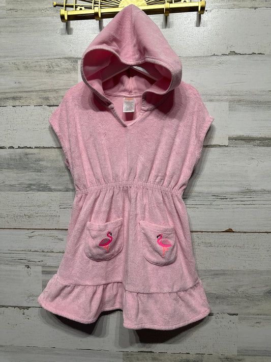 Girls Size 5t Gymboree Embroidered Flamingo Hooded Terry Coverup - Good Used Condition