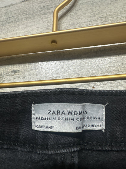 Women’s Preowned Size 2 Zara Premium Denim Black Flared Jeans - Good Used Condition