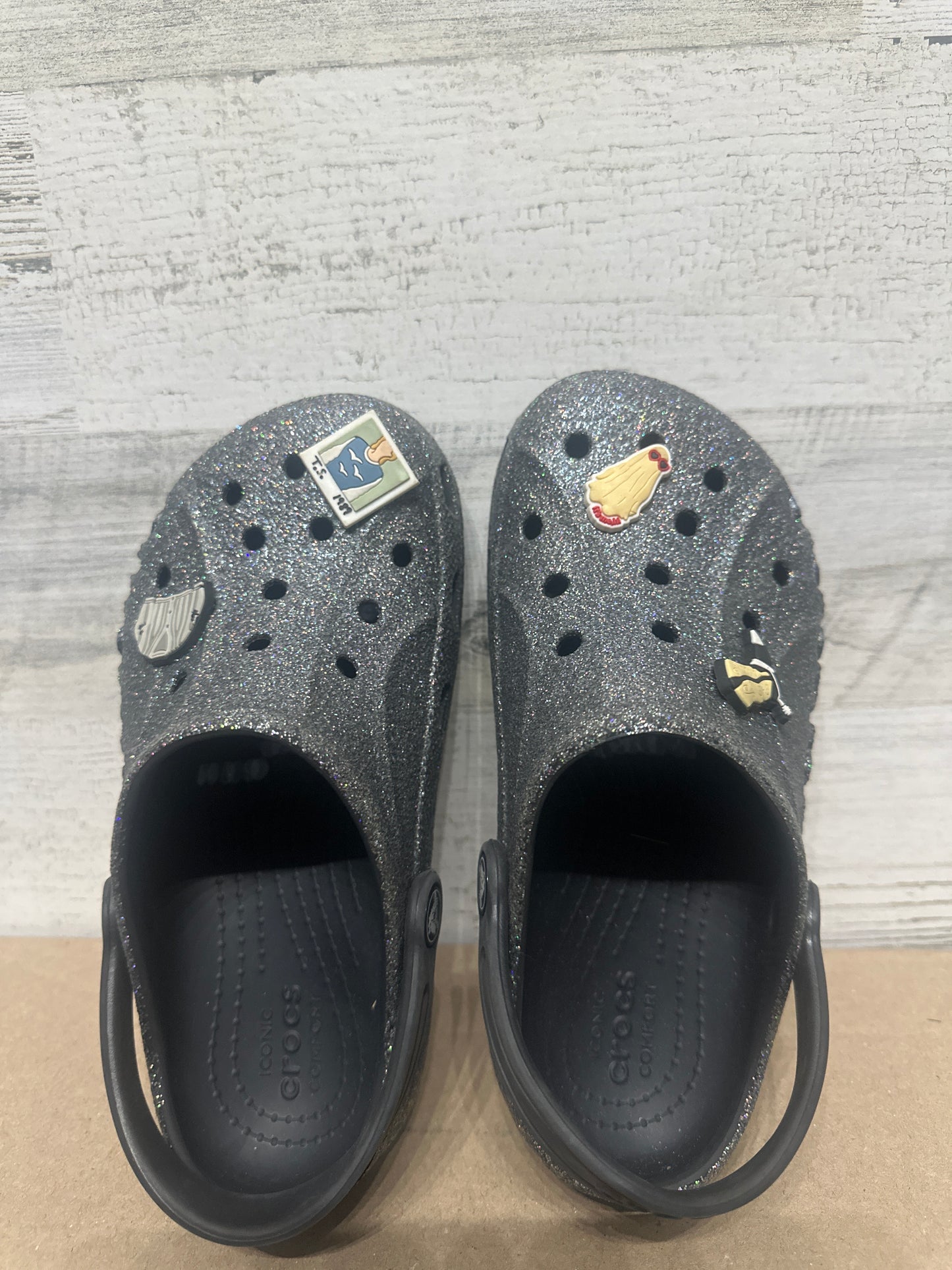 Girls Size J3 (Youth 3) Crocs Glitter Clogs - Very Good Used Condition