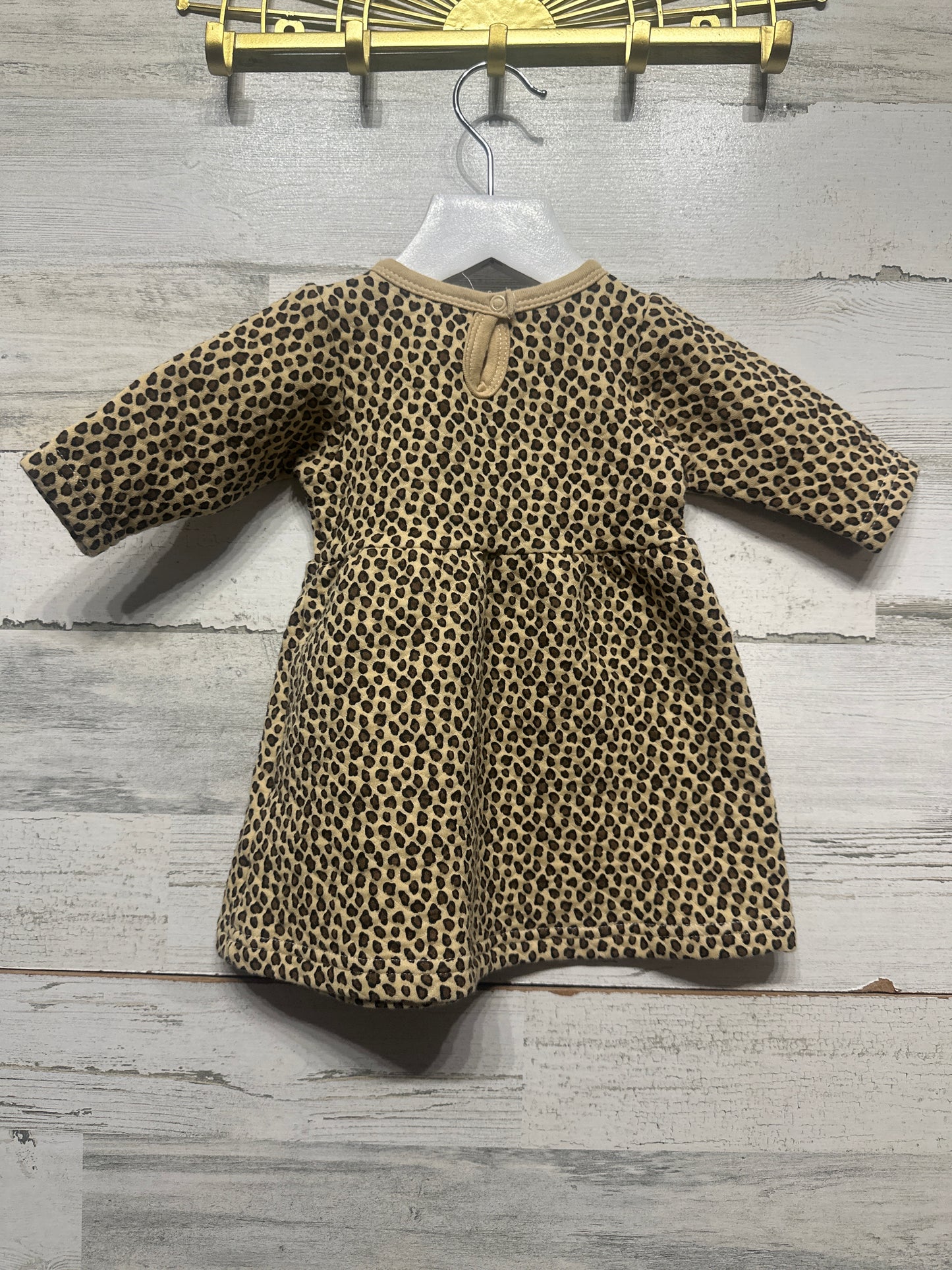 Size 3-6m HB Leopard Quilted Long Sleeve Dress - Very Good Used Condition