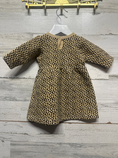 Size 3-6m HB Leopard Quilted Long Sleeve Dress - Very Good Used Condition