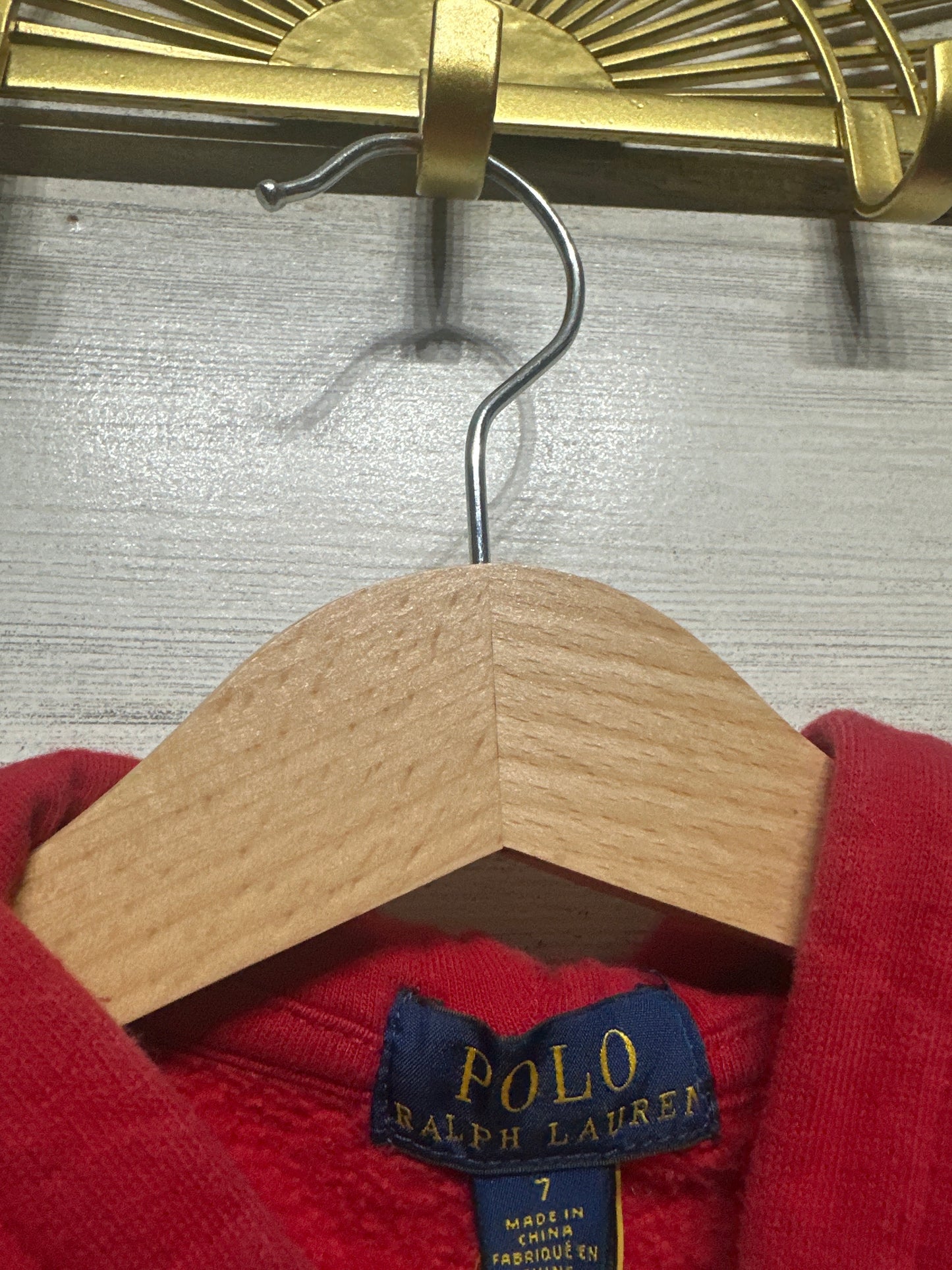 Boys Size 7 Polo Ralph Lauren Red Hooded Jacket - Good Used Condition