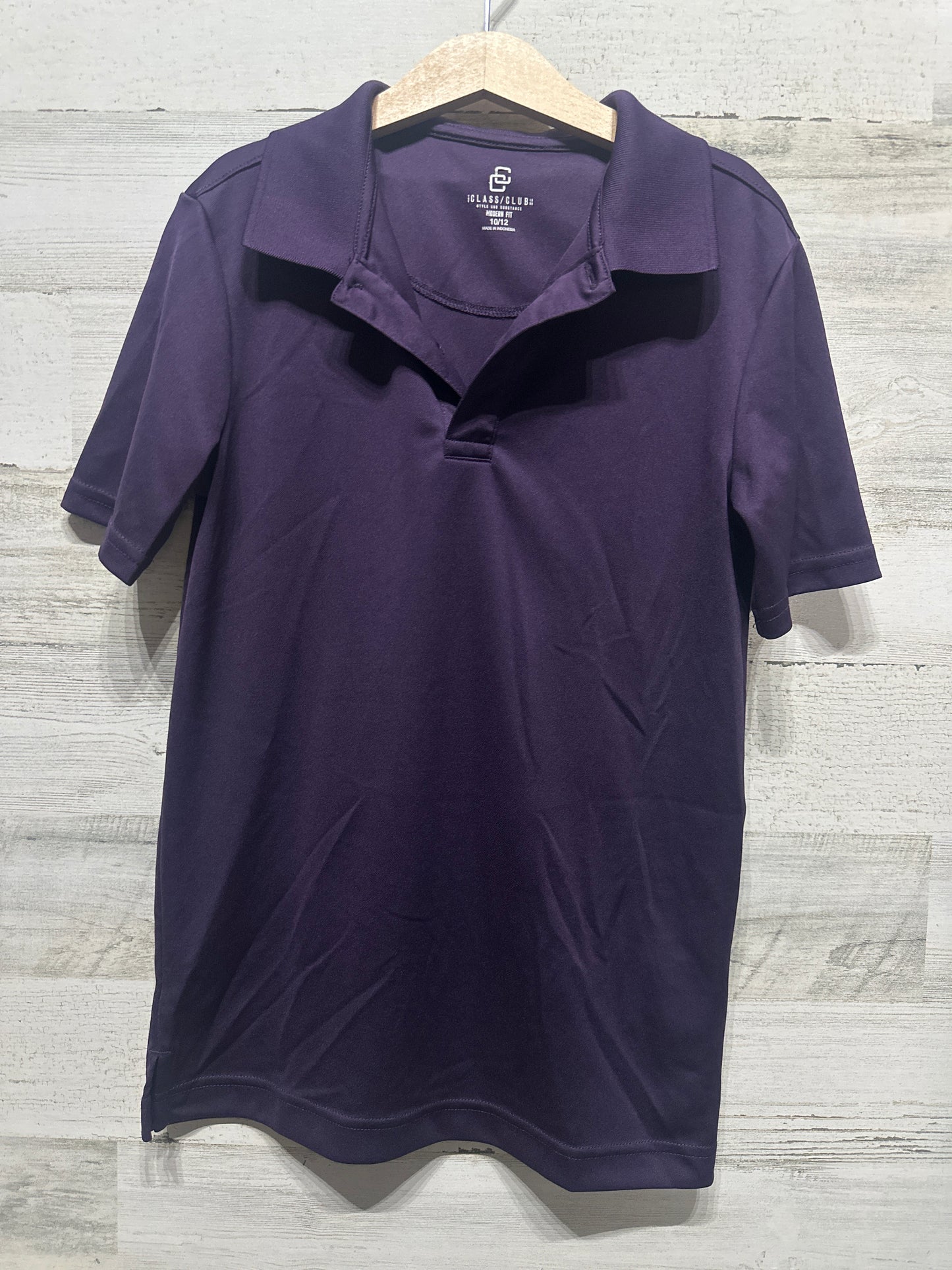 Boys Size 10-12 Class Club Purple Performance Polo Shirt - Very Good Used Condition