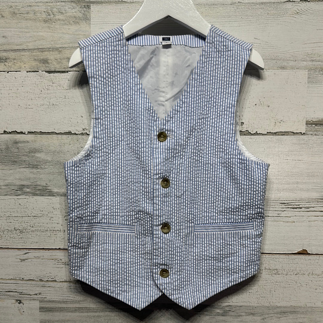 Boys Size 7 Janie and Jack Blue and White Striped Seersucker Vest - Good Used Condition