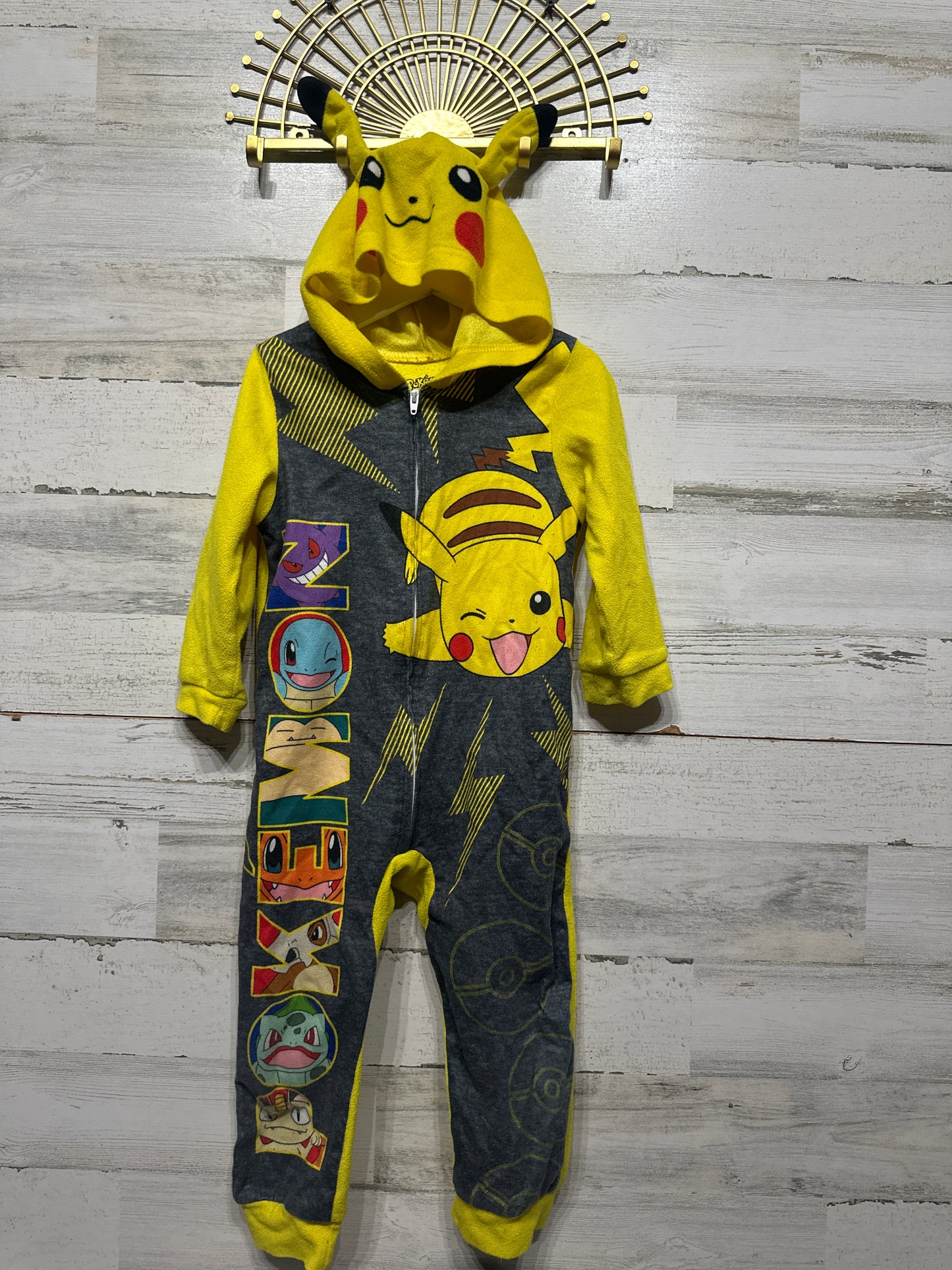 Boys Preowned Size 4 Pokémon Hooded Zip Up Coverall - Good Used Condition*