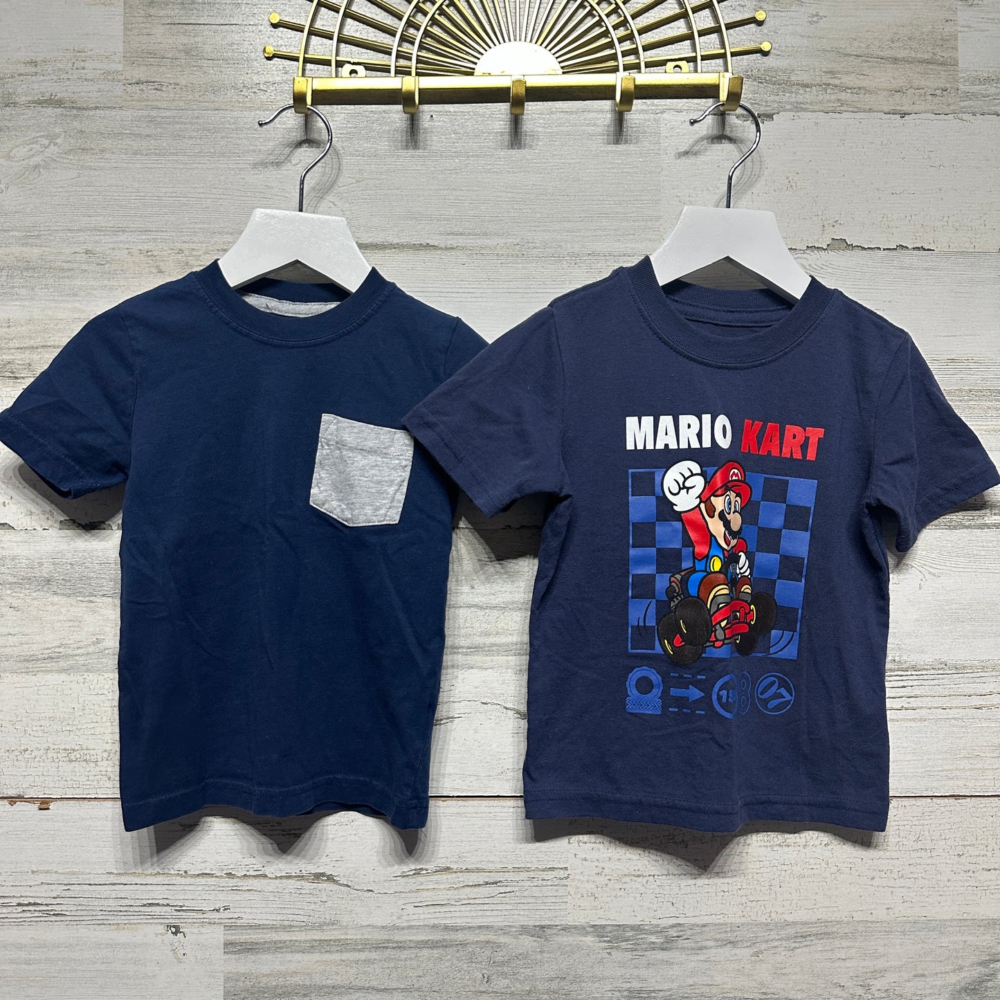 Boys Size 2t Navy Shirt Lot (2 Pieces) - Good Used Condition