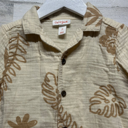 Boys Size 3t Cat and Jack Tan Button Up Shirt - Good Used Condition