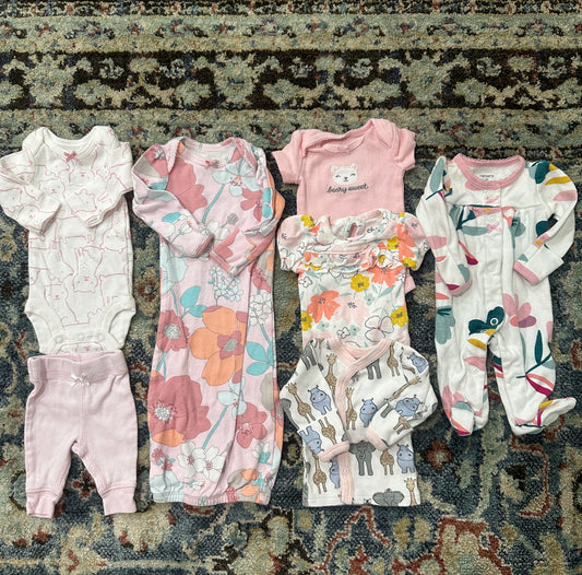 Preemie Girls Bundle 7 Pieces GUC