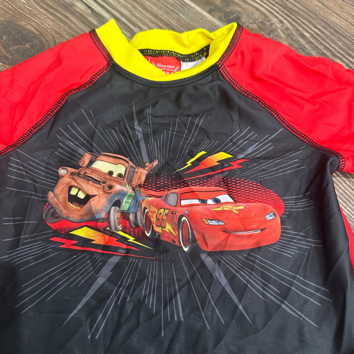 Boys Size 3t Disney Pixar Cars Lightning McQueen and Mater Rash Guard - Good Used Condition