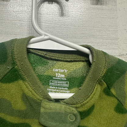 Boys Size 12m Carter’s Camo Fleece Footie - Good Used Condition*