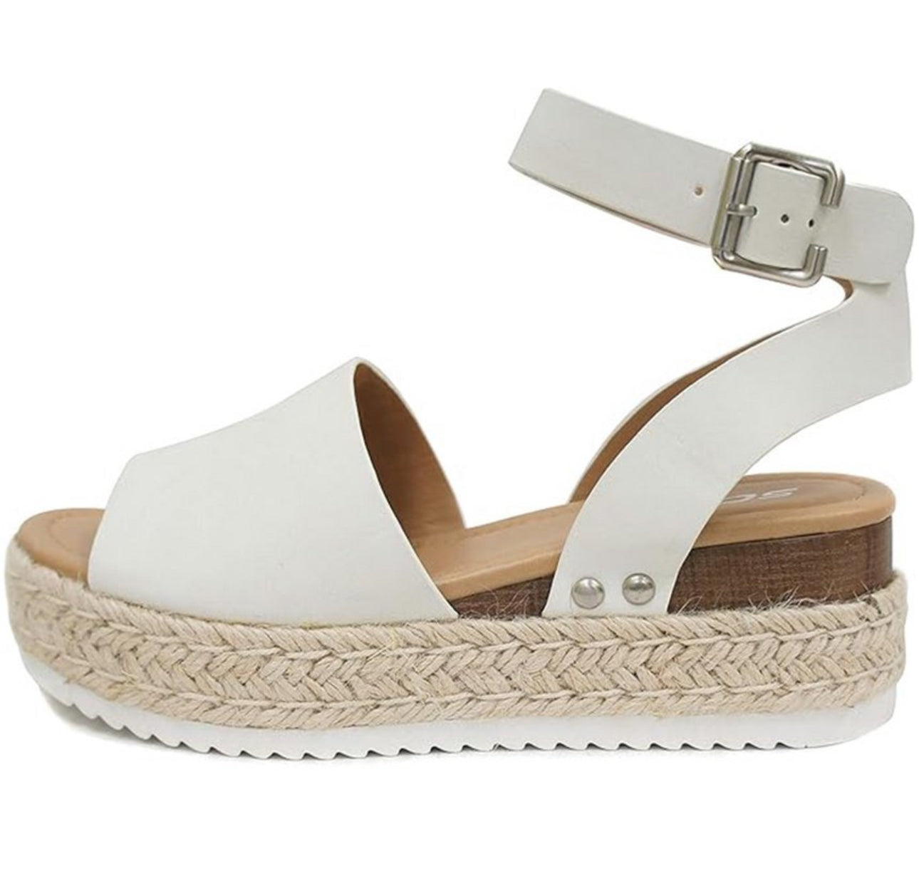 Women’s Size 6.5 Soda Off White Platform Espadrilles Wedge Shoes - Good Used Condition