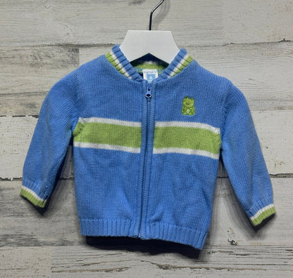Boys Size 6m Carter's Embroidered Frog Knit Jacket - Very Good Used Condition