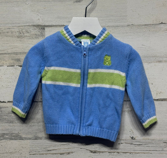 Boys Size 6m Carter's Embroidered Frog Knit Jacket - Very Good Used Condition