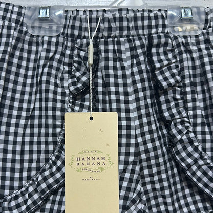 Girls Size 10 Hannah Banana Frilled Faux-Wrap Black and White Gingham Shorts - New With Tags