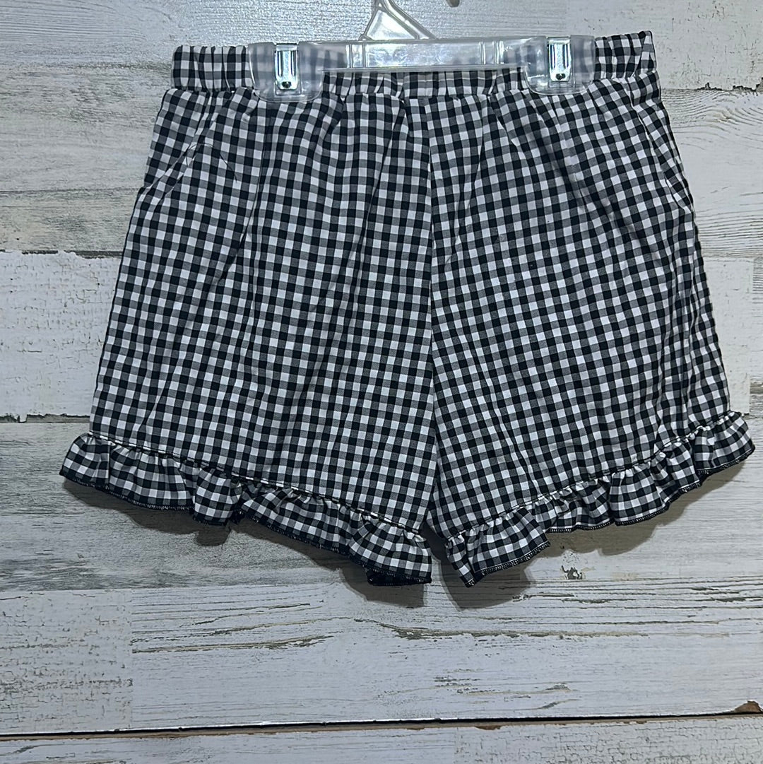 Girls Size 10 Hannah Banana Frilled Faux-Wrap Black and White Gingham Shorts - New With Tags