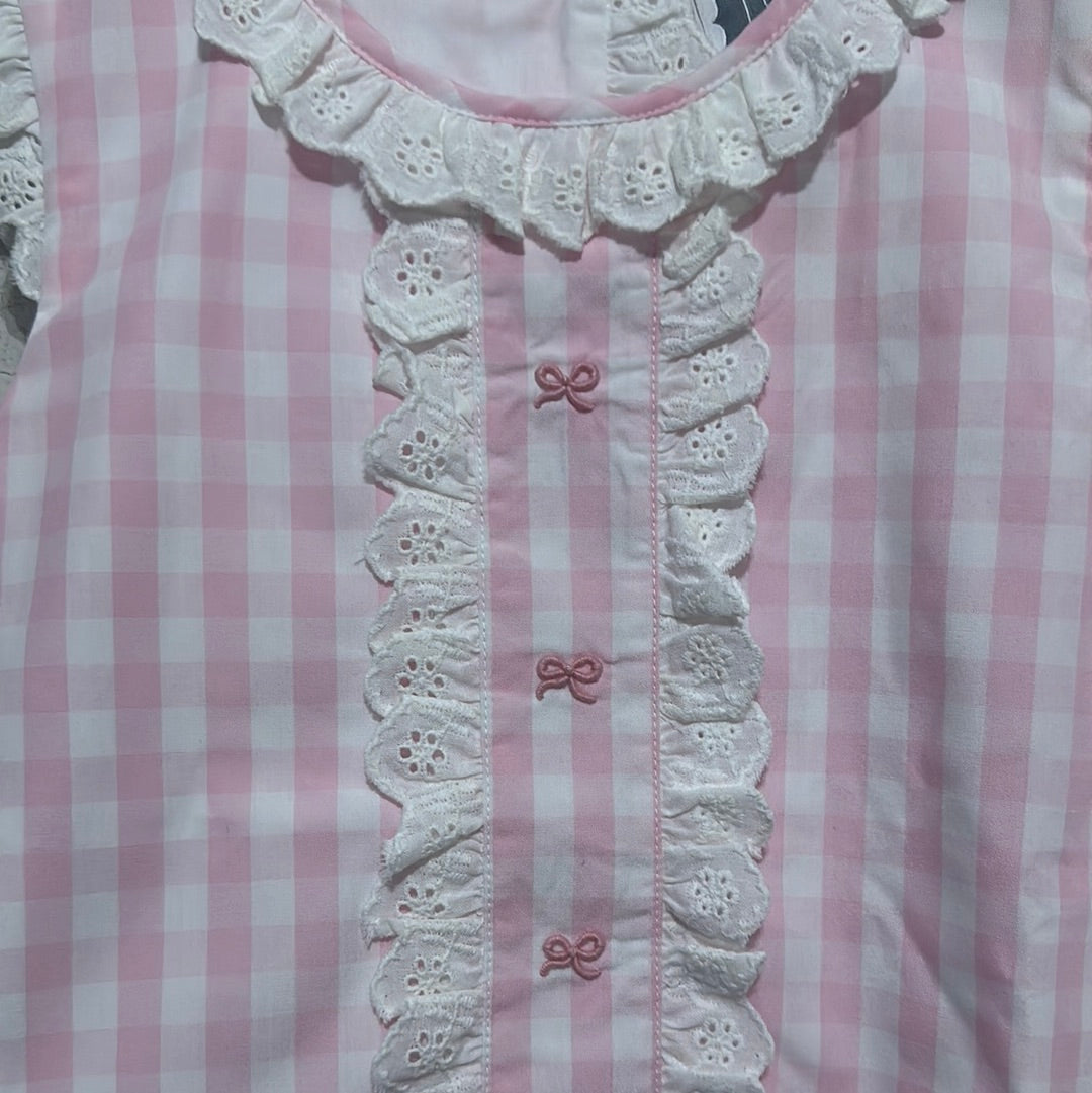 Girls Size 6x pink gingham shorts set with center bow embroidery - New with Tags